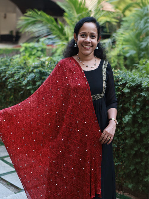 Chiffon Crushed Mirror Work Dupatta