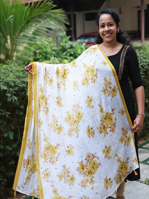 Chiffon Crushed Mirror Work Dupatta