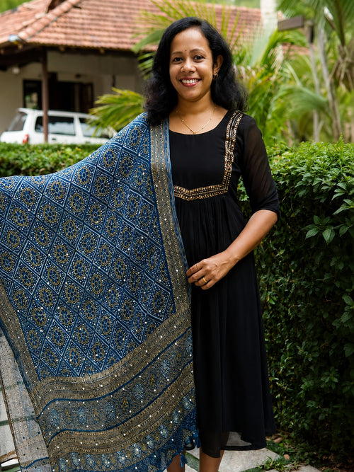 Chiffon Crushed Mirror Work Dupatta