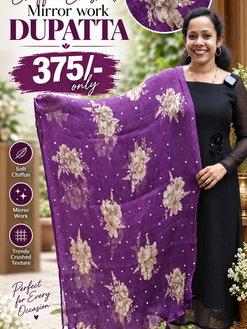 Chiffon Crushed Mirror work DUPATTA. Code - DM375