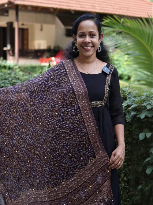 Chiffon Crushed Mirror Work Dupatta