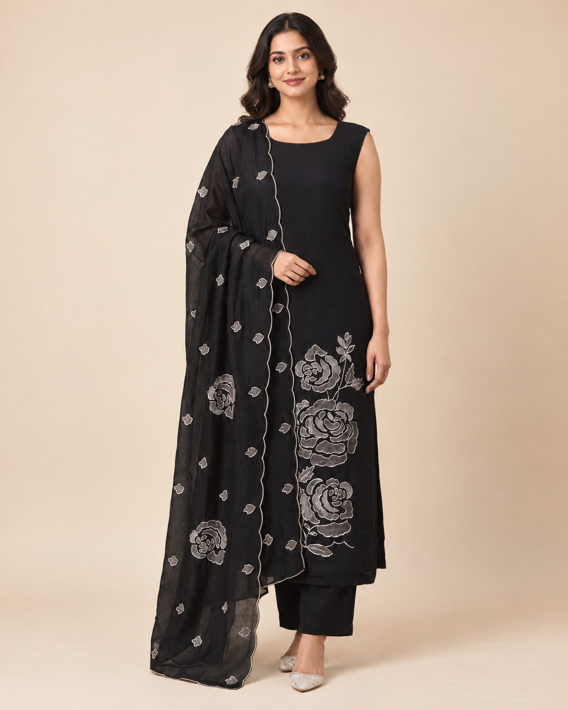 SEMI SILK UNSTITCHED SALWAR - ROSE 10
