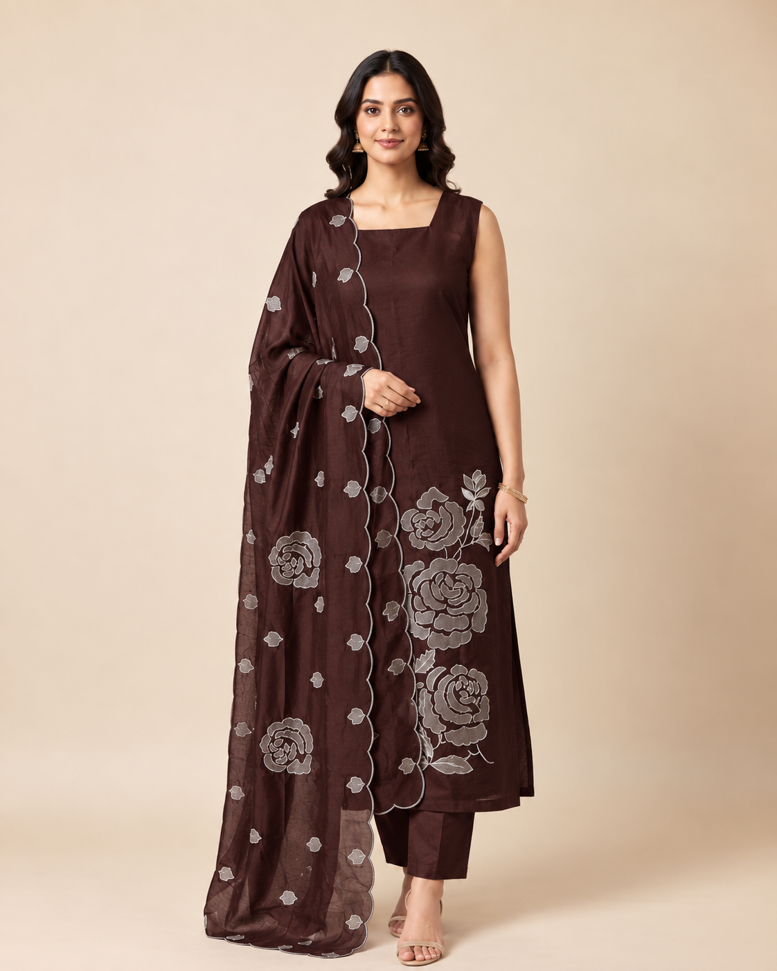 SEMI SILK UNSTITCHED SALWAR - ROSE 10