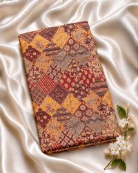 COTTON AJRAKH COLLECTION -AJKCT130  YELLOW GREY DAIMOND