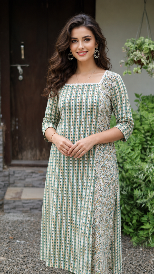 KANTHA COTTON TOP A-LINE
