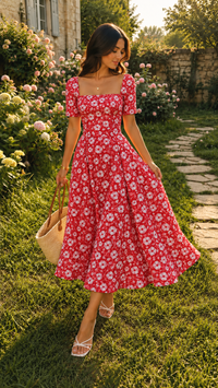 GEORGET - GRTX100 RED WHITE FLORAL