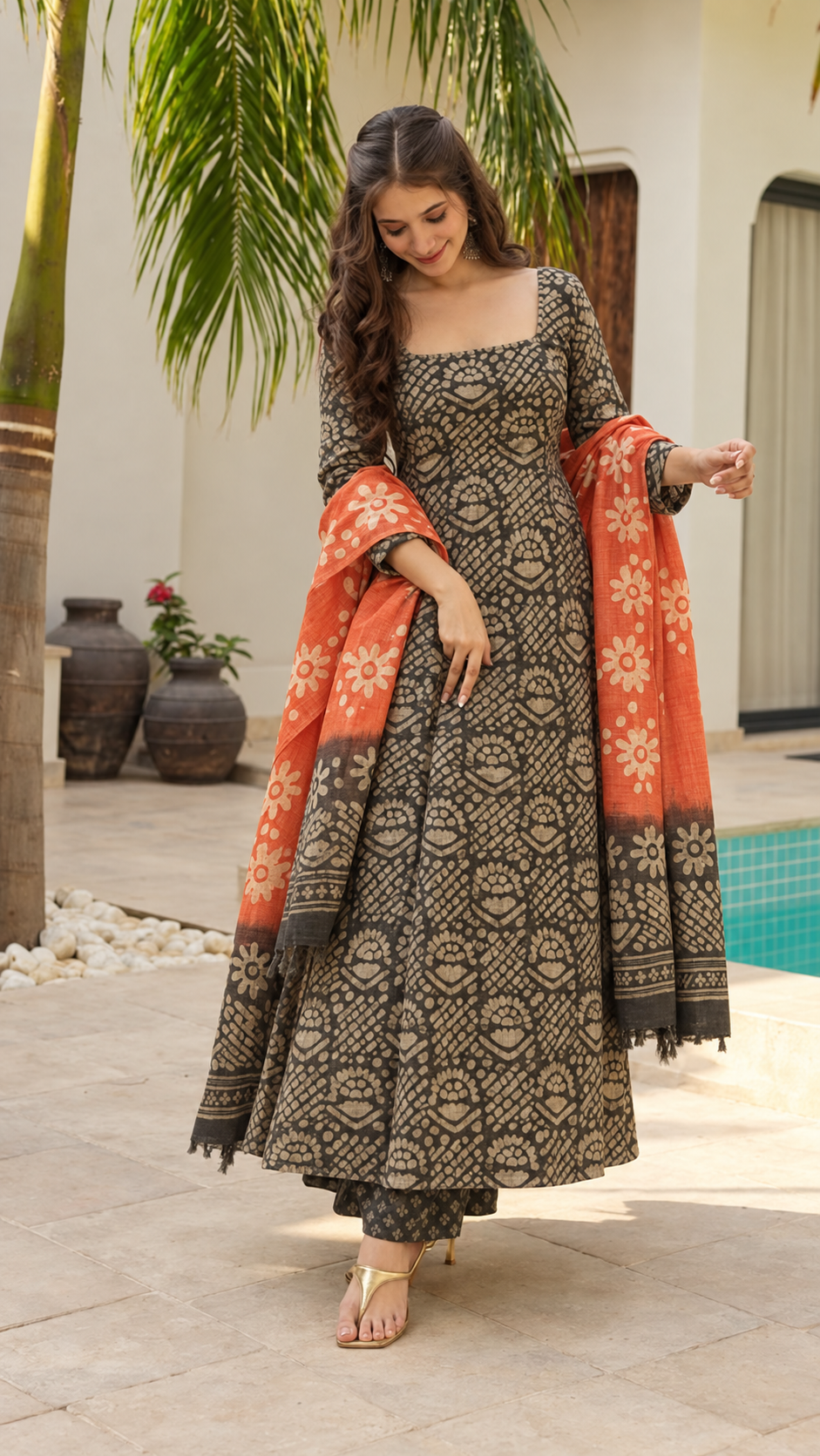 BATHIK DESIGN SALWAR UNSTITCHED  SUIT SET - BAT799