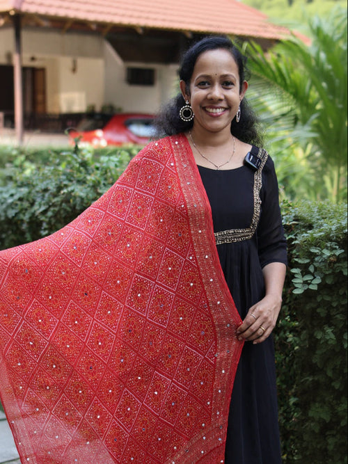 Chiffon Crushed Mirror Work Dupatta