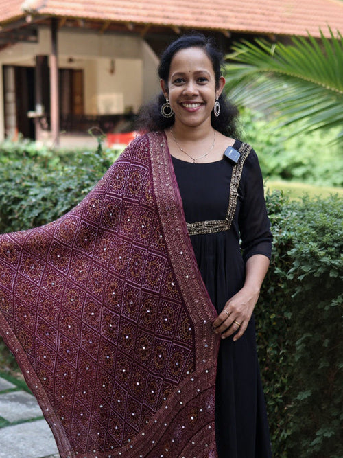 Chiffon Crushed Mirror Work Dupatta