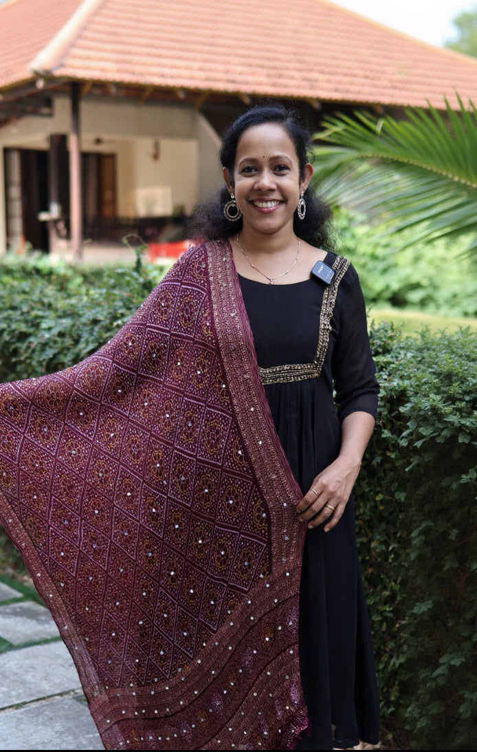 Chiffon Crushed Mirror Work Dupatta