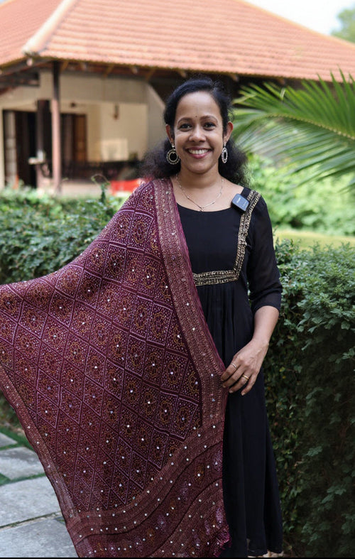 Chiffon Crushed Mirror Work Dupatta