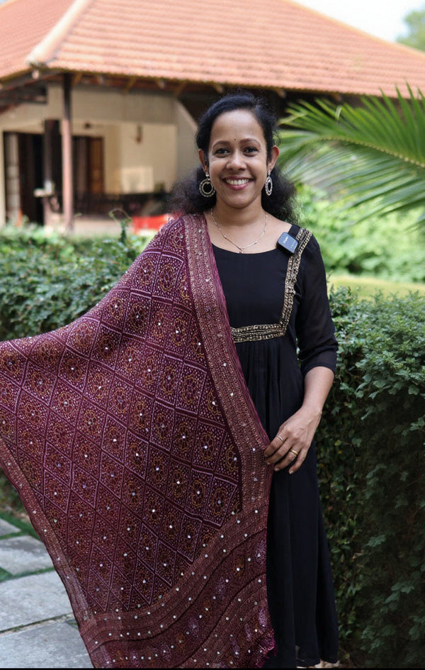 Chiffon Crushed Mirror Work Dupatta