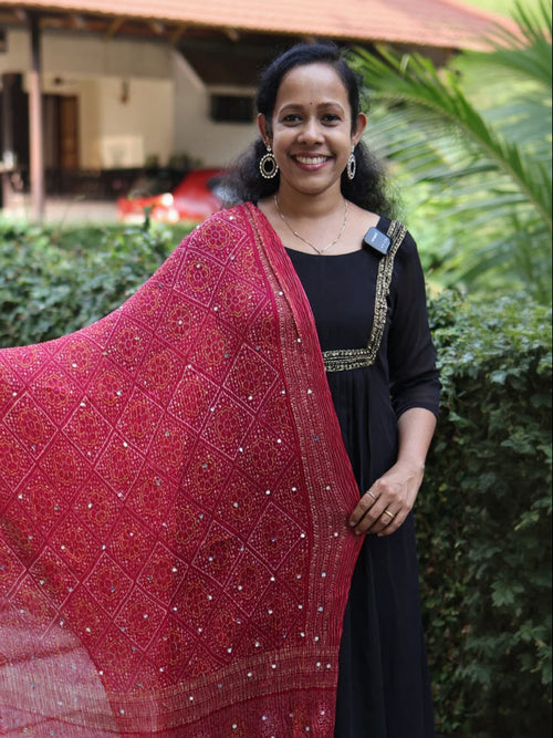 Chiffon Crushed Mirror Work Dupatta