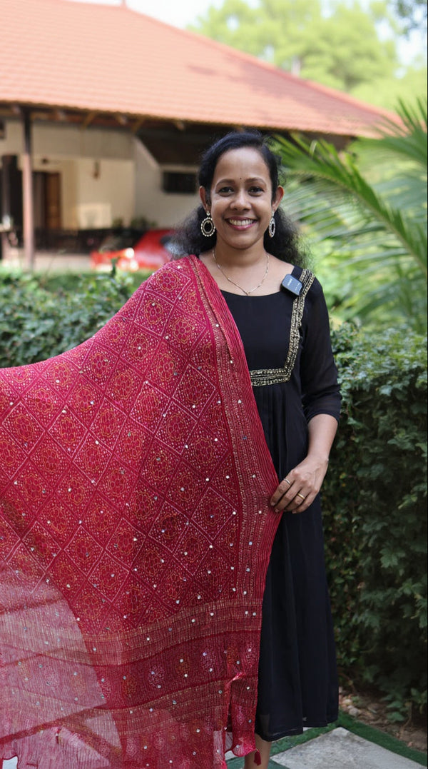 Chiffon Crushed Mirror Work Dupatta