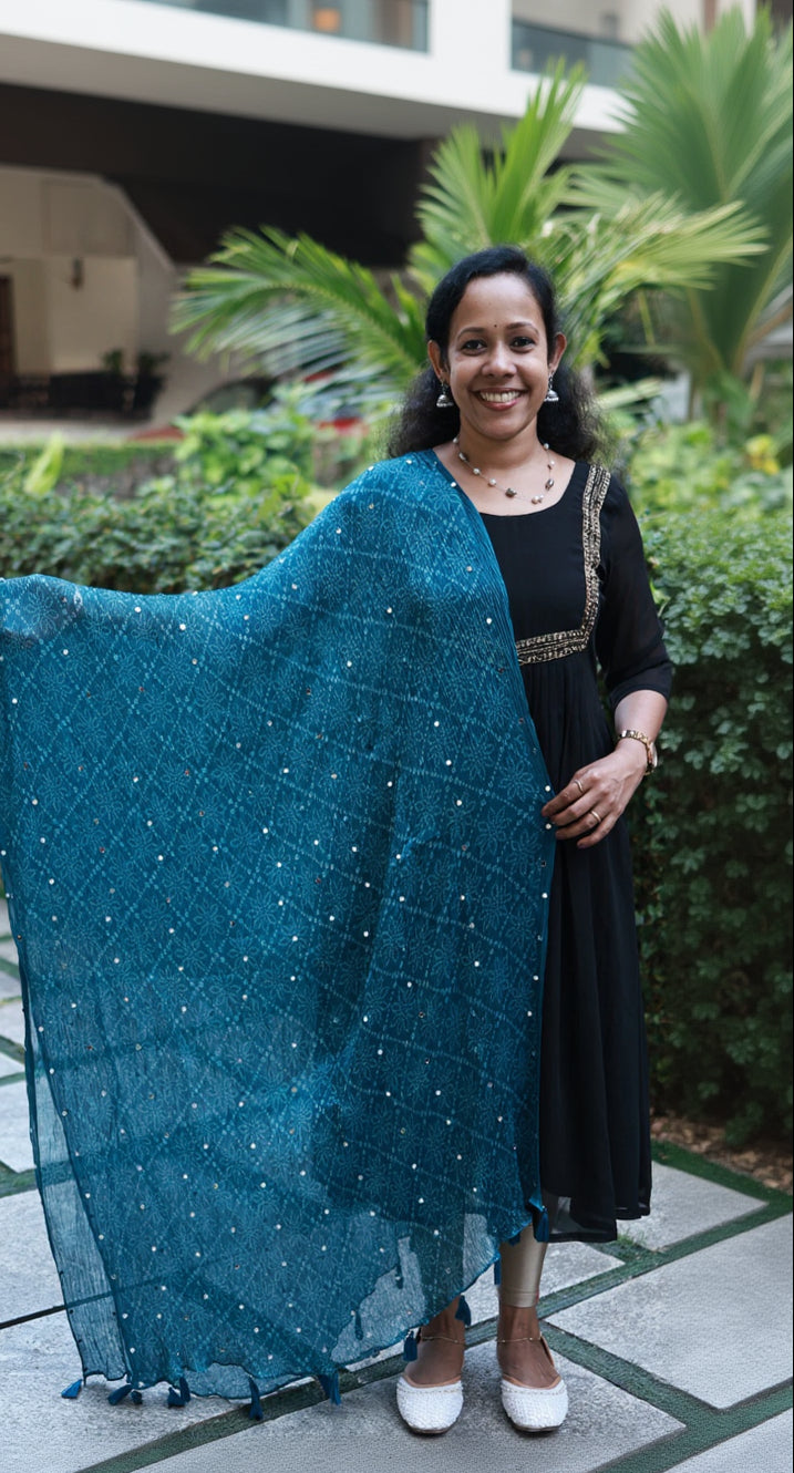 Chiffon Crushed Mirror Work Dupatta