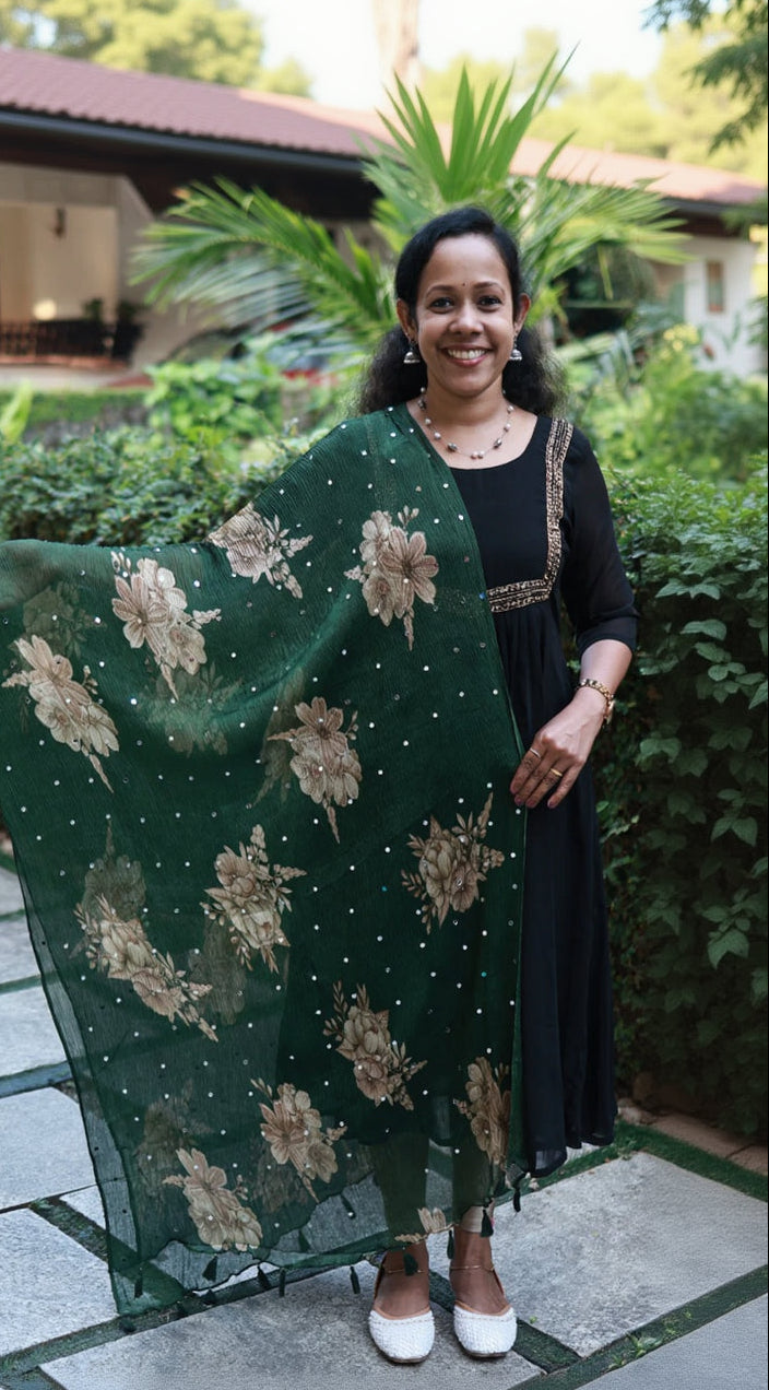 Chiffon Crushed Mirror Work Dupatta