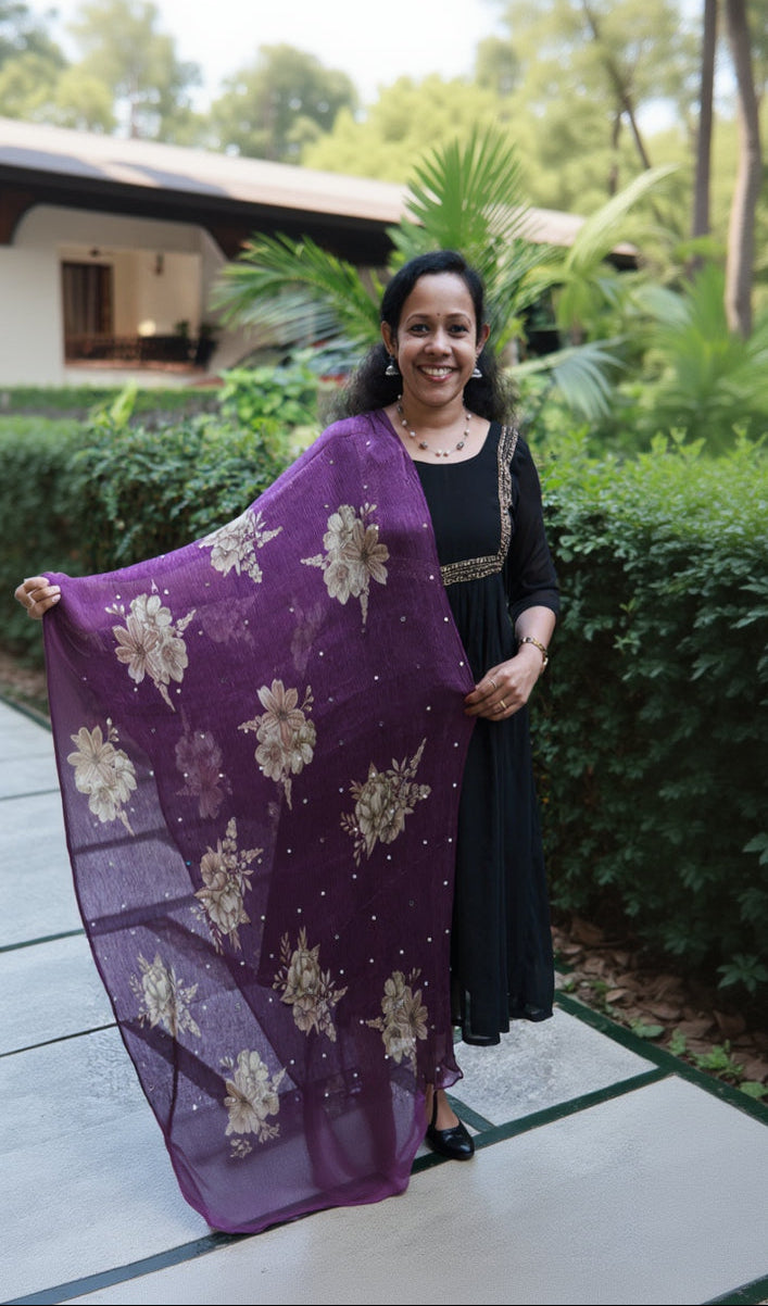 Chiffon Crushed Mirror Work Dupatta
