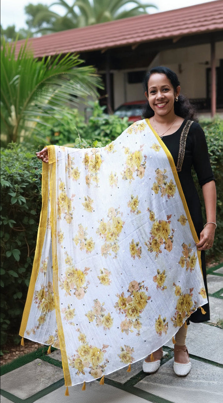 Chiffon Crushed Mirror Work Dupatta