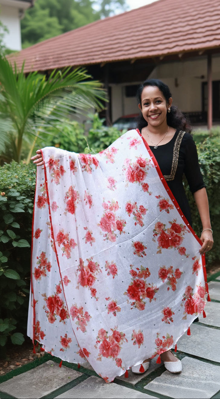 Chiffon Crushed Mirror Work Dupatta