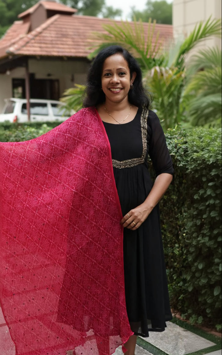 Chiffon Crushed Mirror Work Dupatta