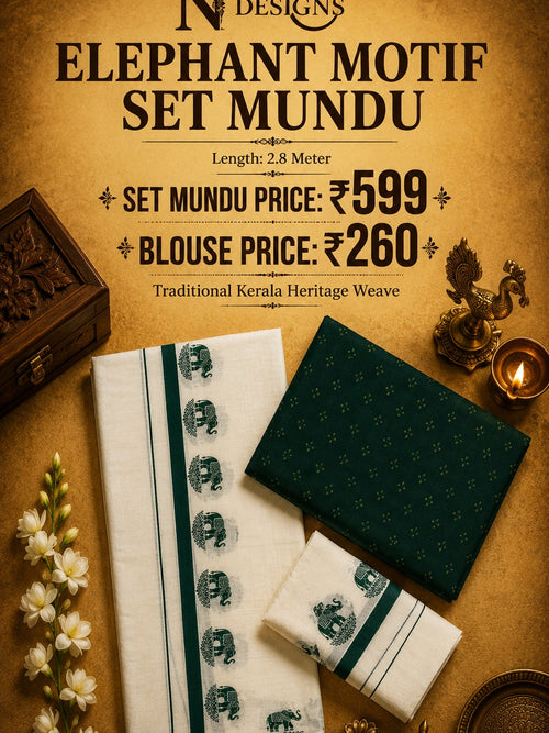 Elephant Motif Set Mundu