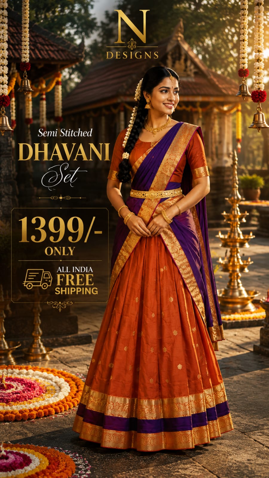 SEMI STITCHED DHAVANI SET - STDAV1399