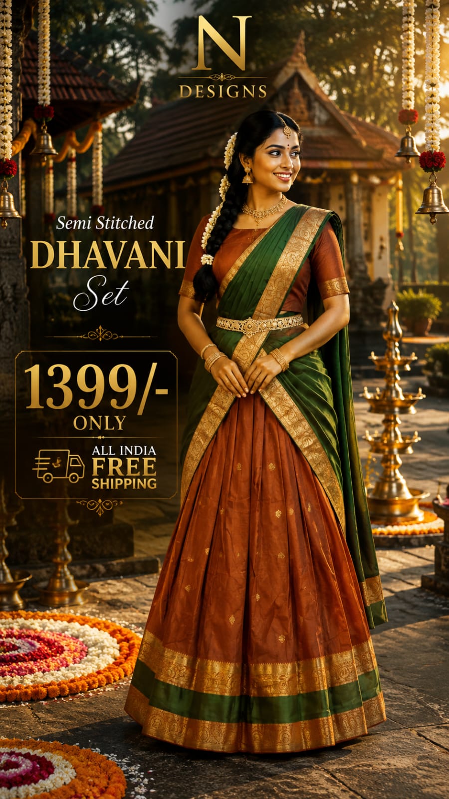 SEMI STITCHED DHAVANI SET - STDAV1399