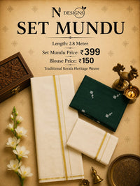 PULIYILAKKARA SET MUNDU P 399 , BLOUSE GREEN