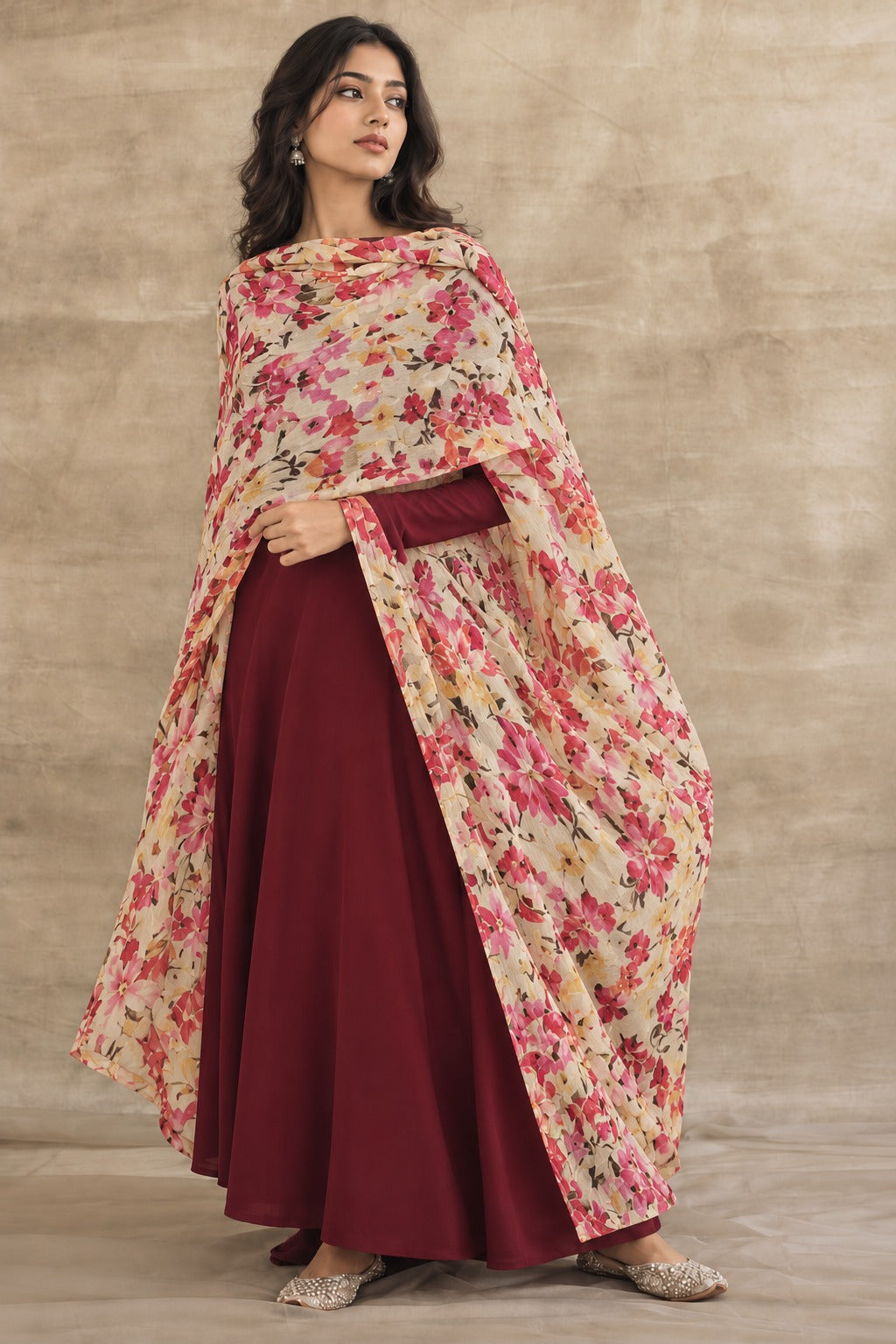 TOP AND DUPATTA COMBO TPG499 RED YELLOW