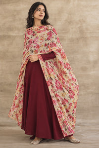 TOP AND DUPATTA COMBO TPG499 RED YELLOW