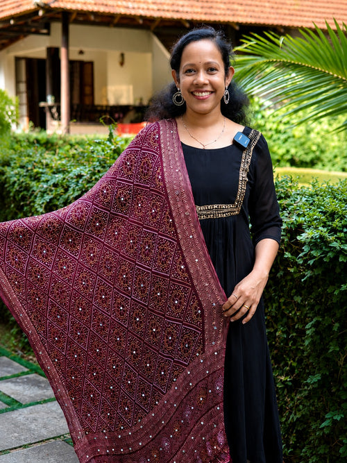 Chiffon Crushed Mirror Work Dupatta