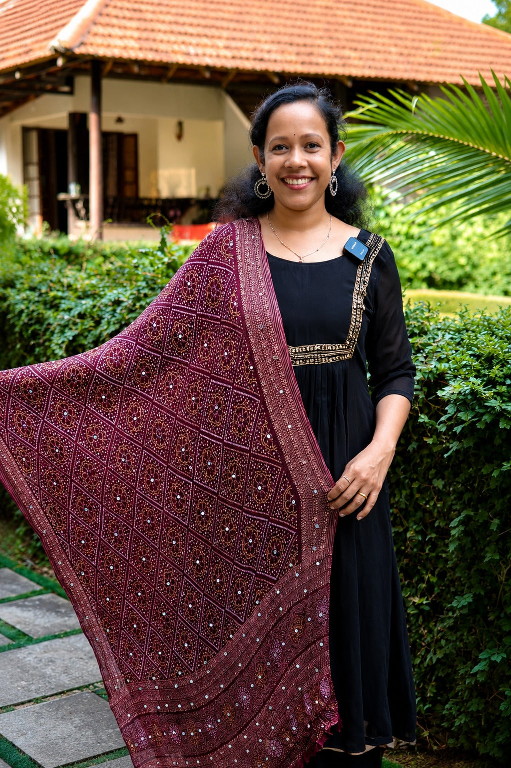 Chiffon Crushed Mirror Work Dupatta