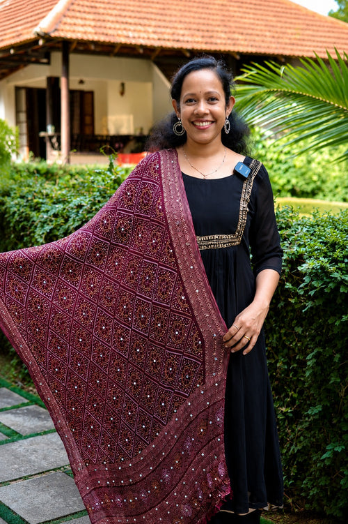 Chiffon Crushed Mirror Work Dupatta