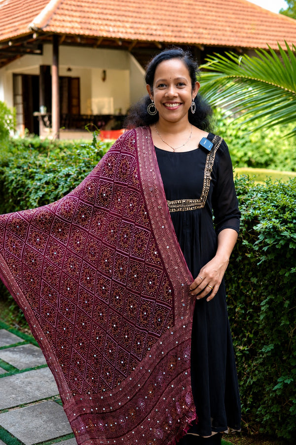 Chiffon Crushed Mirror Work Dupatta