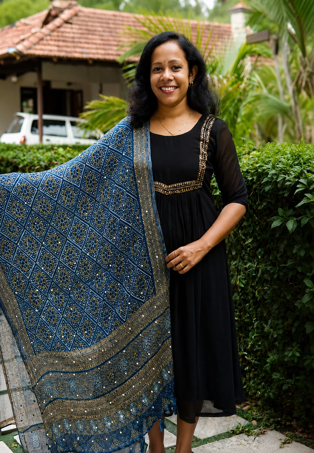 Chiffon Crushed Mirror Work Dupatta