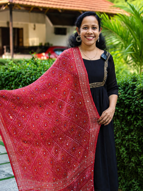 Chiffon Crushed Mirror Work Dupatta