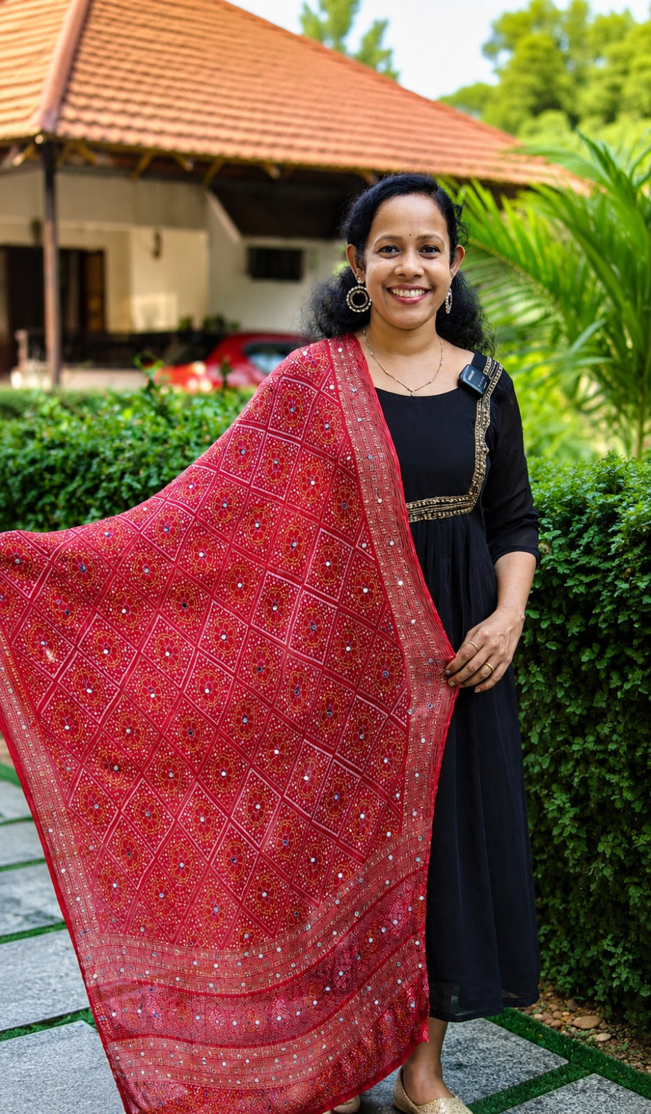 Chiffon Crushed Mirror Work Dupatta