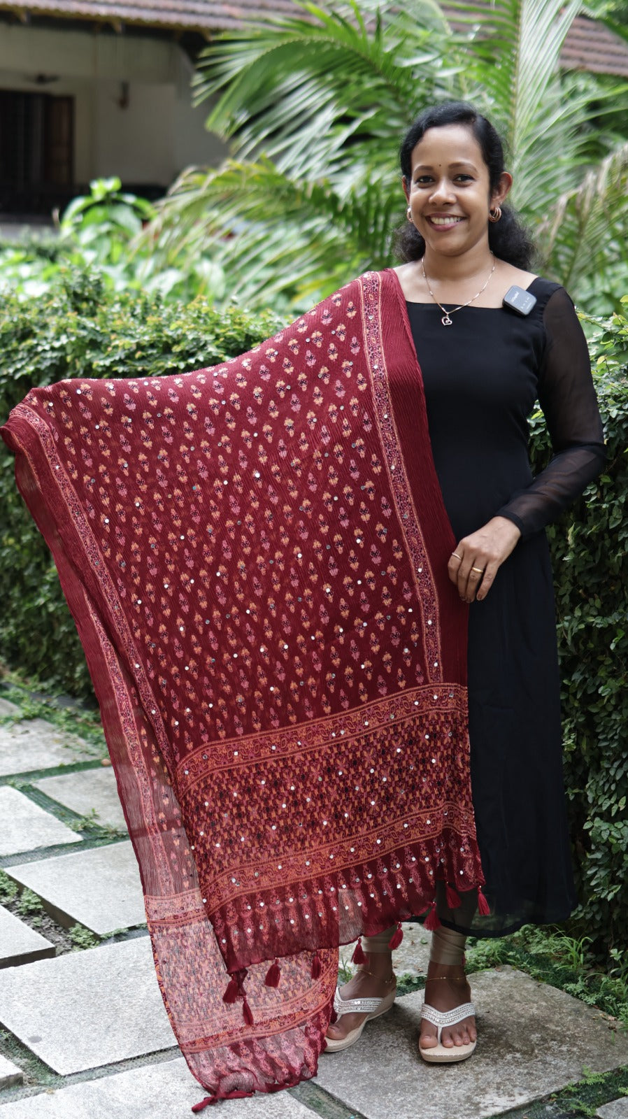 Chiffon Crushed Mirror Work Dupatta