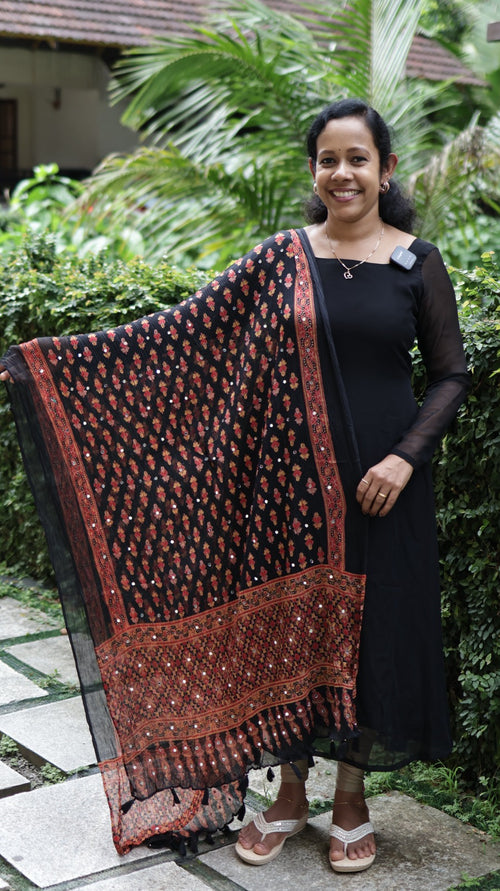 Chiffon Crushed Mirror Work Dupatta
