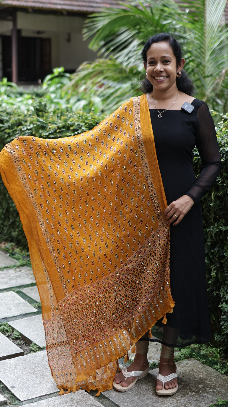 Chiffon Crushed Mirror Work Dupatta