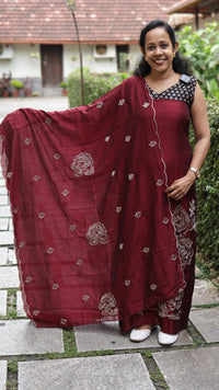 SEMI SILK UNSTITCHED SALWAR - ROSE 10
