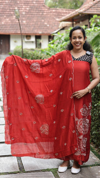 SEMI SILK UNSTITCHED SALWAR - ROSE 10