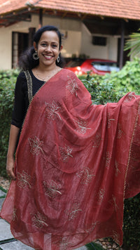 SCALLOP AND HEAVY BEAD DUPATTA - DW450
