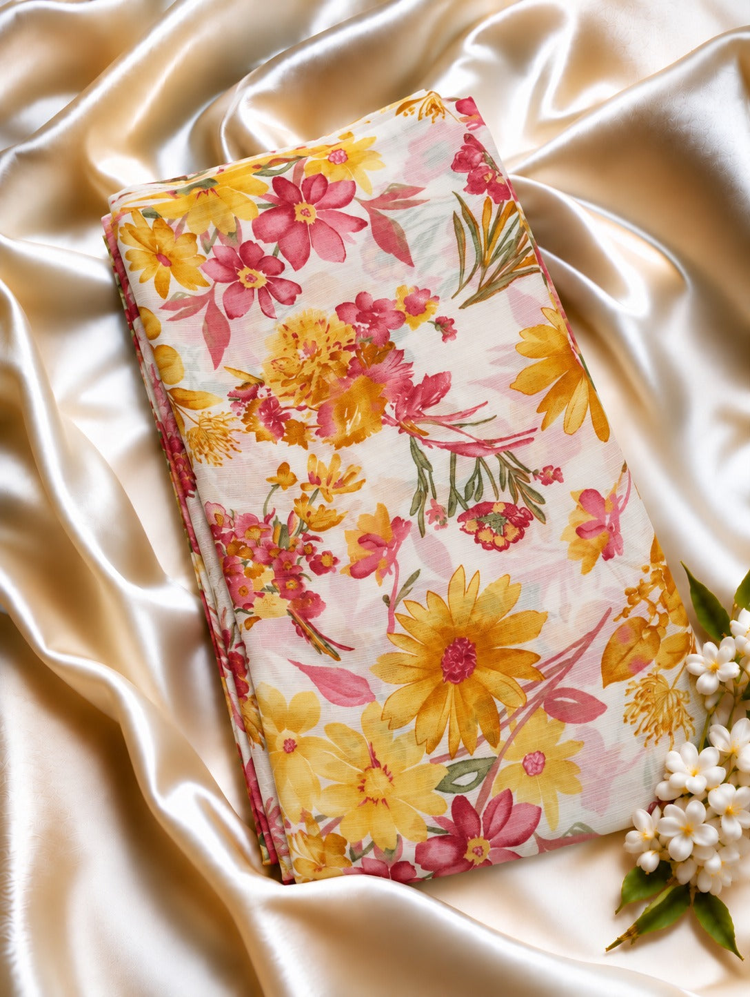 CHIFFON FABRIC - PCH180 YELLOW FLOWER