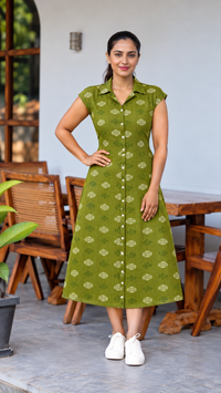 Semi Linen Fabric. SM220. Mehandi Green