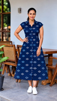 Semi Linen Fabric. SM220. Navy Blue