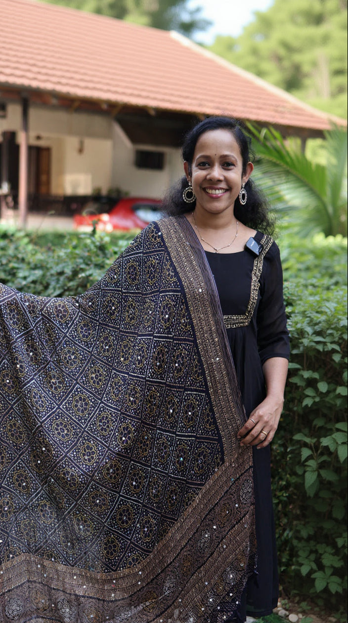 Chiffon Crushed Mirror Work Dupatta