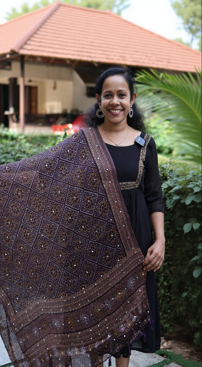 Chiffon Crushed Mirror Work Dupatta